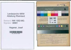 Entnazifizierung Josef Hegener , geb. 11.07.1903 (Bueroangest.)