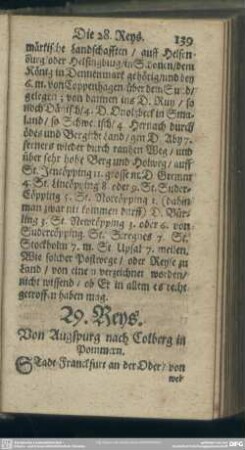 29. Reys. Von Augspurg nach Colberg in Pommern