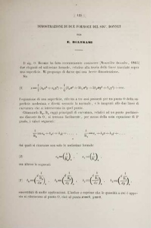 Dimostrazione di due formole del sig. bonnet.