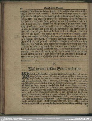 IX. Was in dem dritten Gebott verbotten
