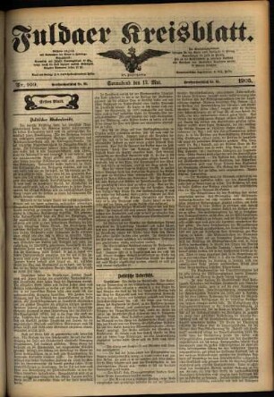 Erste Ausgabe vom Samstag, den 13. Mai 1905.