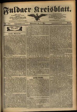 Erste Ausgabe vom Samstag, den 13. Mai 1905.