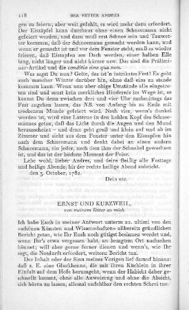 Ernst und Kurzweil, von meinem Vetter an mich