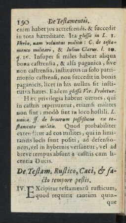 De Testam, Rustico, Caeci, & facto tempore pestis