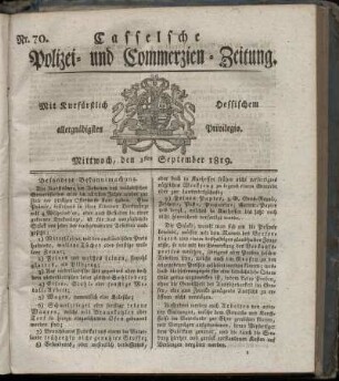 Nr. 70, Mittwoch, den 1sten September 1819