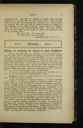 Bildung und Erziehung der Jugend im neuen Deutschland