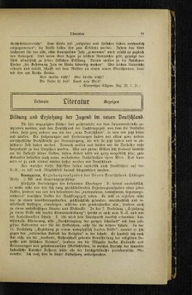 Bildung und Erziehung der Jugend im neuen Deutschland