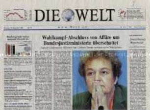 Tageszeitung "Die Welt" u.a. zur Kampagne gegen Justizministerin Däubler-Gmelin wegen des angeblichen Vergleiches von US-Präsident Bush mit Hitler