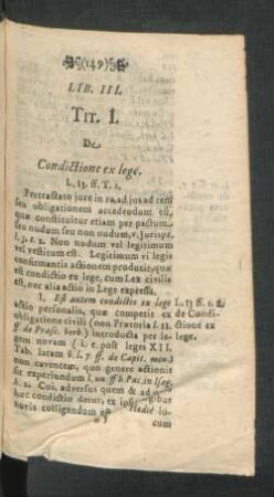 Tit. I. De Condictione ex lege