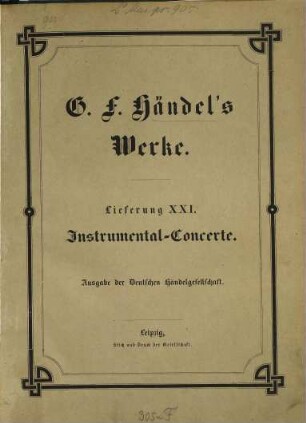 Georg Friedrich Händel's Werke, 21. Instrumental-Concerte
