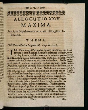 195-202, Allocutio XXIV. Maxima. Praecipua Legislatorum veneratio est Legum observatio