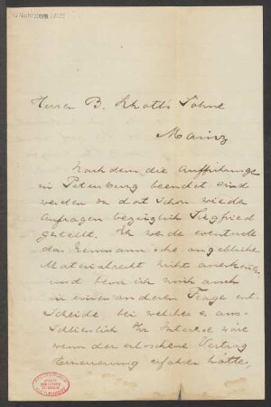 Brief an B. Schott's Söhne : 27.08.1898