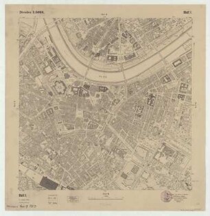 1 : [Dresden Altstadt, Neustadt, Friedrichstadt], 1938 : 1 : [Dresden Altstadt, Neustadt, Friedrichstadt]. - 11. Aufl. - 1:5 000. - [Dresden] : Stadtvermessungsamt , 1938. - 1 Kt. : einfarb.