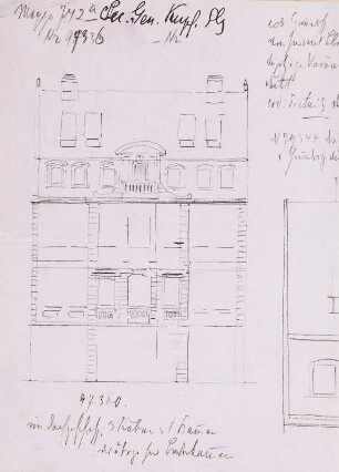 Dresden-Neustadt: Hauptstraße 22, Fassadenriß (Nachzeichnung von Dr. Stübel)