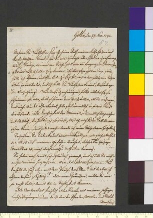 Brief von Sachsen-Gotha und Altenburg, Ernst II. Ludwig Herzog von an Goethe, Johann Wolfgang von