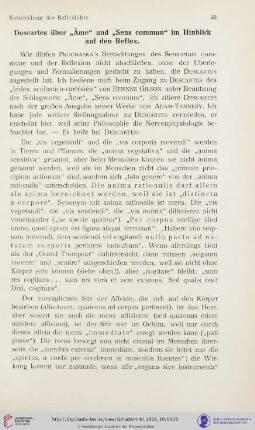 Descartes über „Âme" und „Sens commun" im Hinblick auf den Reflex