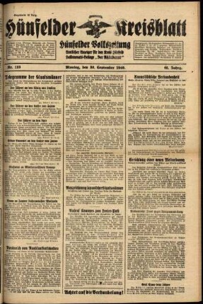 Ausgabe vom Montag, den 30. September 1940.