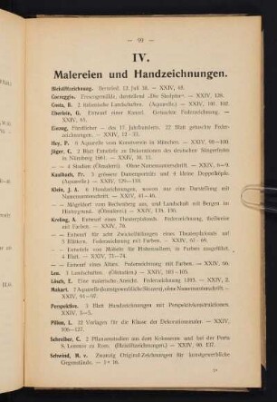 IV. Malereien und Handzeichnungen.