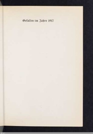 Gefallen im Jahre 1917