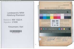 Entnazifizierung Karl Kreuzmann , geb. 25.01.1896 (Baecker)