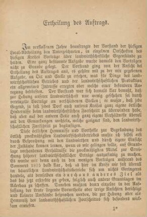 Ertheilung des Auftrags
