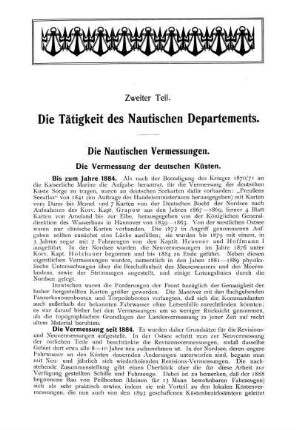 Zweiter Teil. Die Tätigkeit des Nautischen Departements.