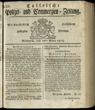 Nr. 25, Mittwoch, den 29sten Maerz 1815