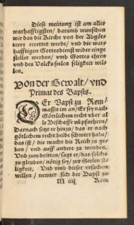 Von der Gewalt/ und Primat des Bapsts.