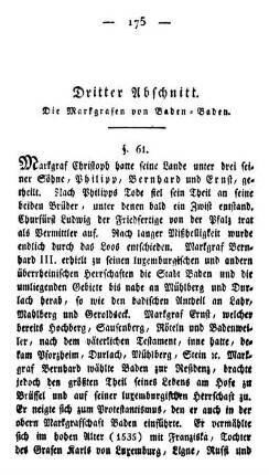 Dritter Abschnitt. Die Markgrafen von Baden-Baden.