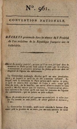Collection générale des décrets rendus par la Convention Nationale. 50. 1795