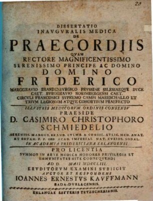 Dissertatio inavgvralis medica De Praecordiis