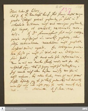 Brief von August Hermann Francke an Heinrich Julius Elers.
