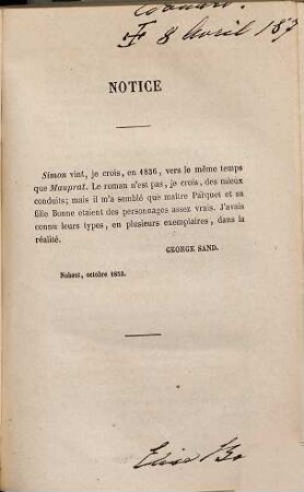 Simon : La marquise, Monsieur Rousset, Mouny-Robin, les sauvages de Paris