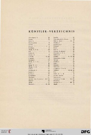Künstler-Verzeichnis