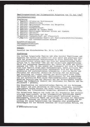 Familiengesetzbuch der Volksrepublik Bulgarien vom 17.05.1985