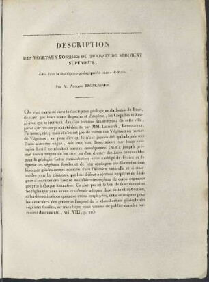 Description des Végétaux Fossiles du Terrain de Sédiment Supérieur, ...