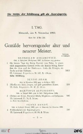 Gemälde hervorragender alter und neuerer Meister (Nr. 1-106)