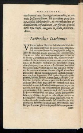 Lectoribus Ioachimus.