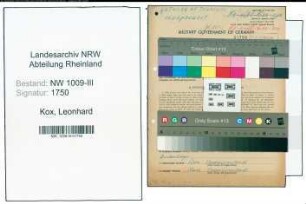 Entnazifizierung Leonhard Kox , geb. 28.03.1907 (Angestellter)
