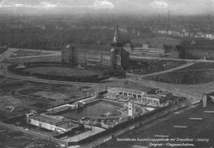 Gaststätte am Ausstellungsgelände mit Strandbad, Leipzig ; Original-Fliegeraufnahme