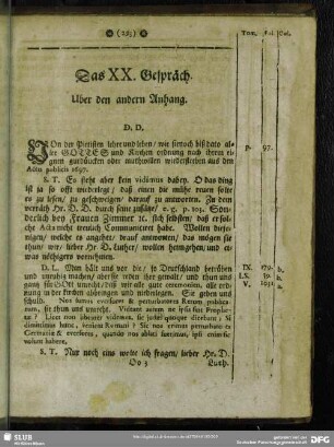 Das XX. Gespräch. Uber den andern Anhang
