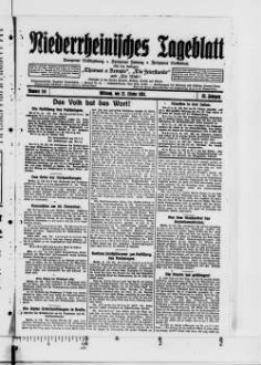 Niederrheinisches Tageblatt : Kempener Volkszeitung : Kempener Zeitung : Lobbericher Tageblatt : Heimatzeitung für den linken Niederrhein