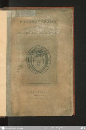 Pharmacopoeia [Pharmacopoea] pauperum in usum Nosocomii regii Edinburgensis