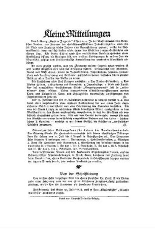 Kleine Mitteilungen