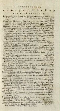 Verzeichniss einiger Bücher von Carl Cnobloch