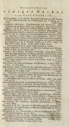 Verzeichniss einiger Bücher von Carl Cnobloch