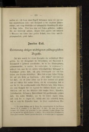 Zweiter Teil. Erörterung einiger wichtigeren pädagogischen Begriffe.