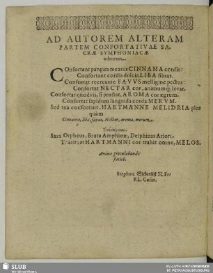 [Widmungsgedicht] Ad autorem alteram
