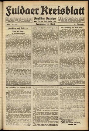 Ausgabe vom Donnerstag, den 22. April 1920.
