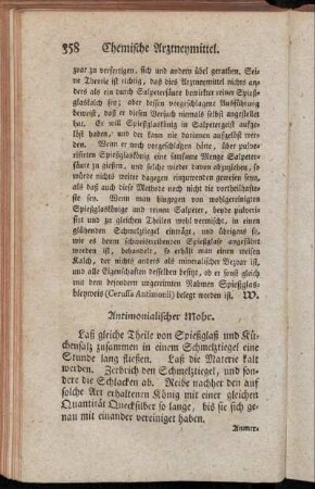 Antimonialischer Mohr. - Gemachter römischer Vitriol.